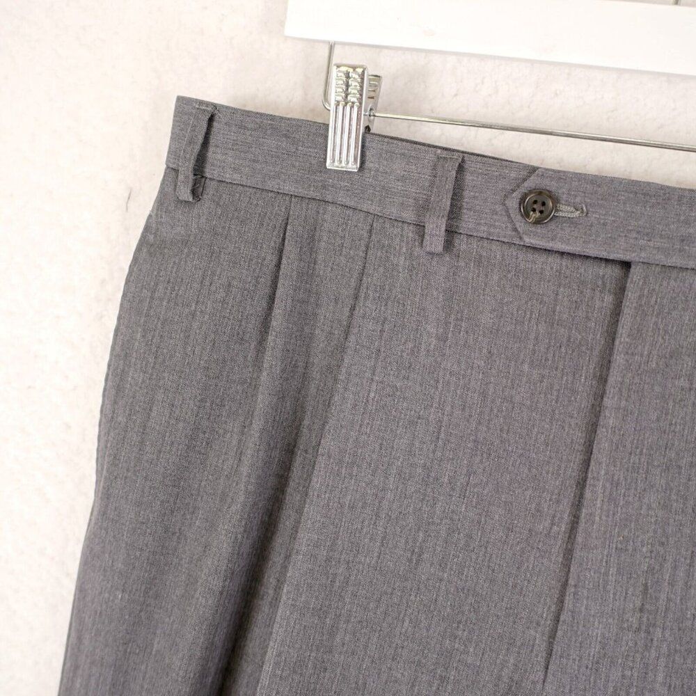Lauren Ralph Lauren Gray Wool Pleated Cuffed Mid Rise Dress Pants 37/31 Lined Pa - Picture 3 of 7